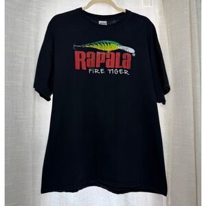 Vintage Rapala Fire Tiger T Shirt Short Sleeve Fishing Lure Graphic Mens Size XL